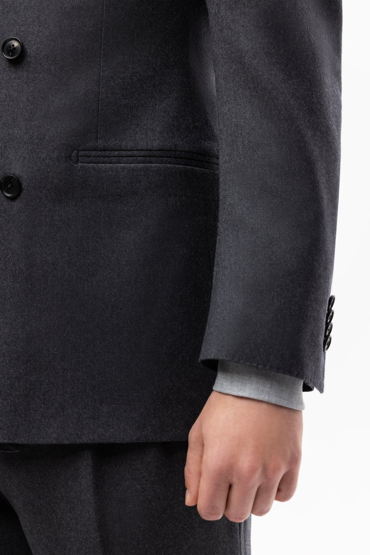 Dark grey double-breasted Reda flannel jacket