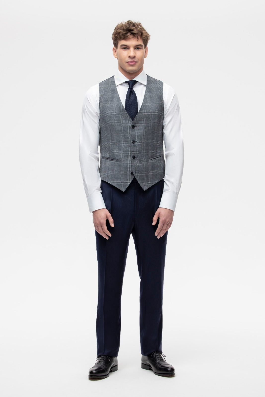 Dark gray PoW check vest