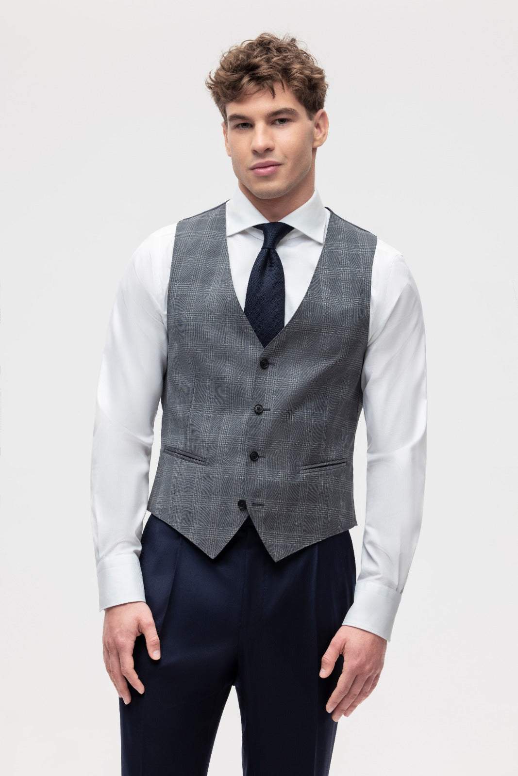 Dark gray PoW check vest