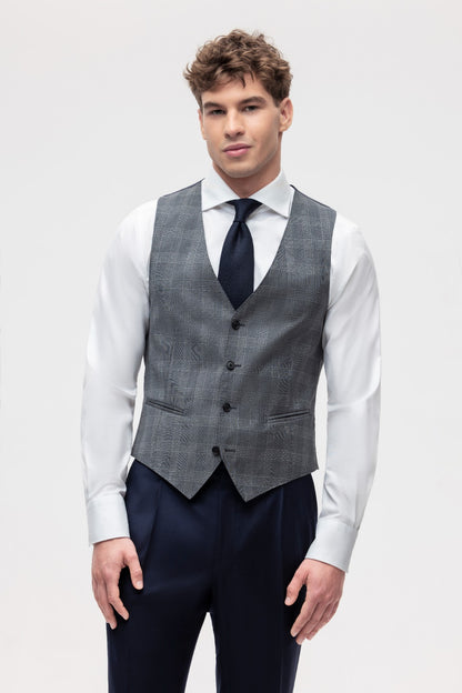 Dark gray PoW check vest