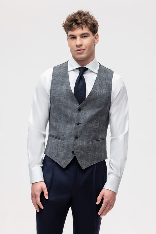 Dark gray PoW check vest