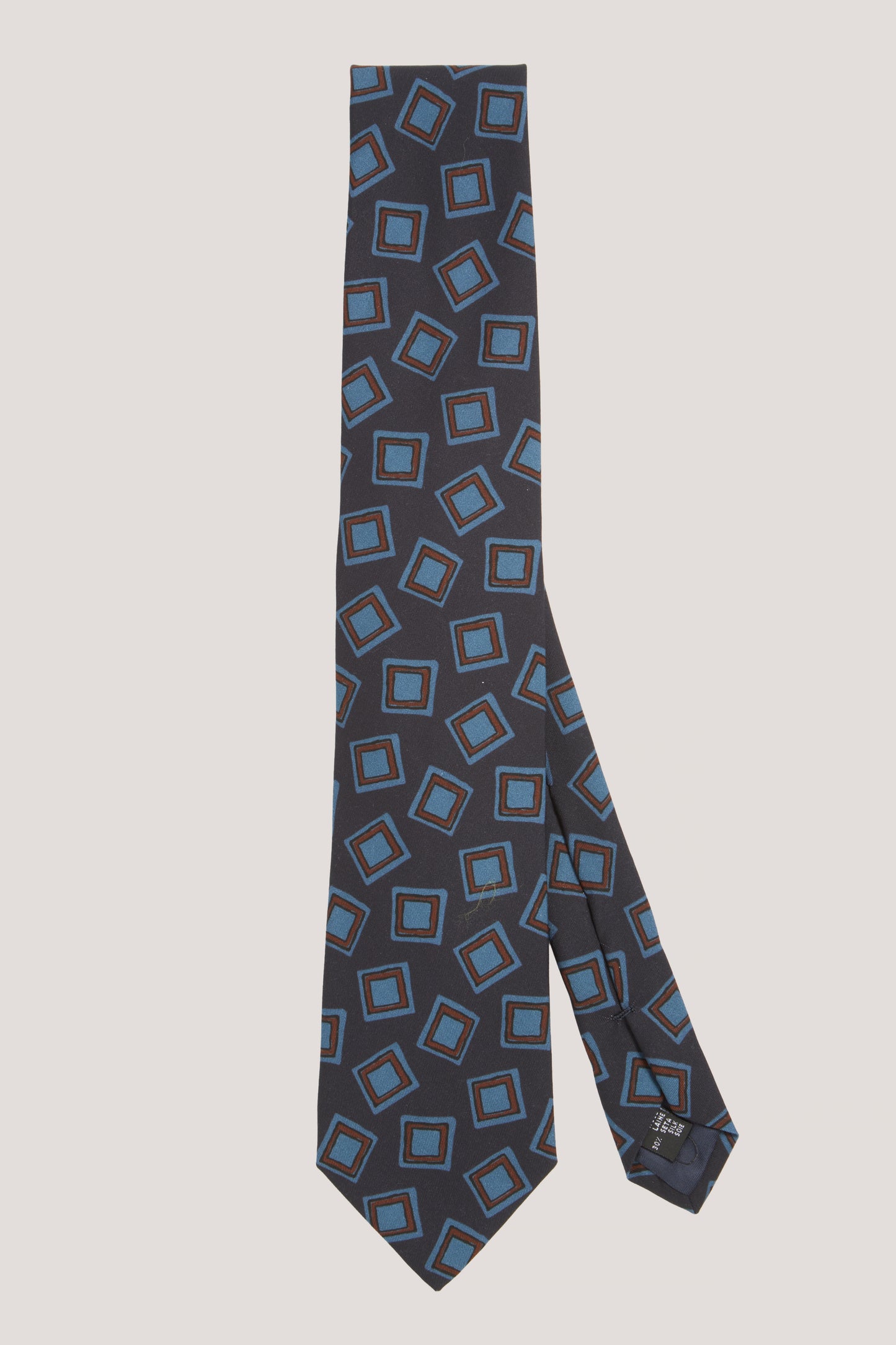Dark navy wool and silk retro square tie