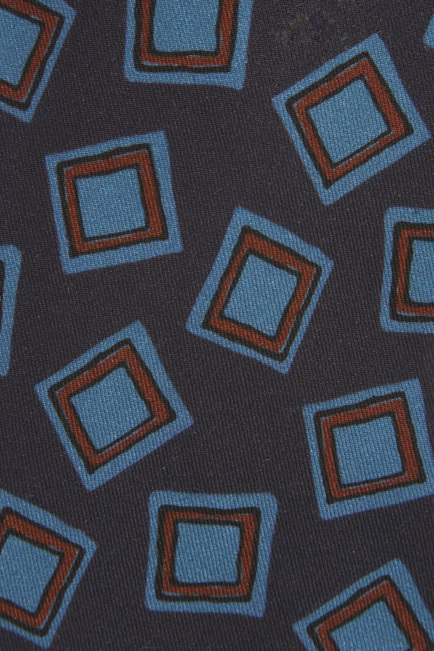 Dark navy wool and silk retro square tie