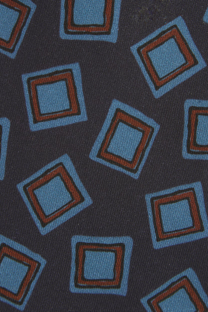 Dark navy wool and silk retro square tie