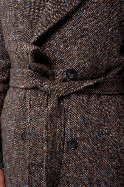 Manteau raglan croisé en tweed Donegal