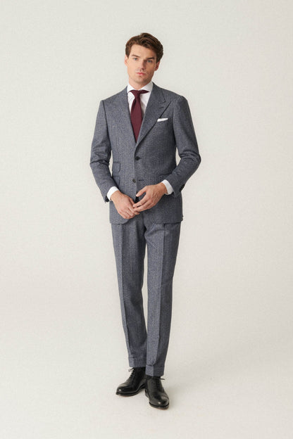 Fartown Flannel Suit in Herringbone Pattern