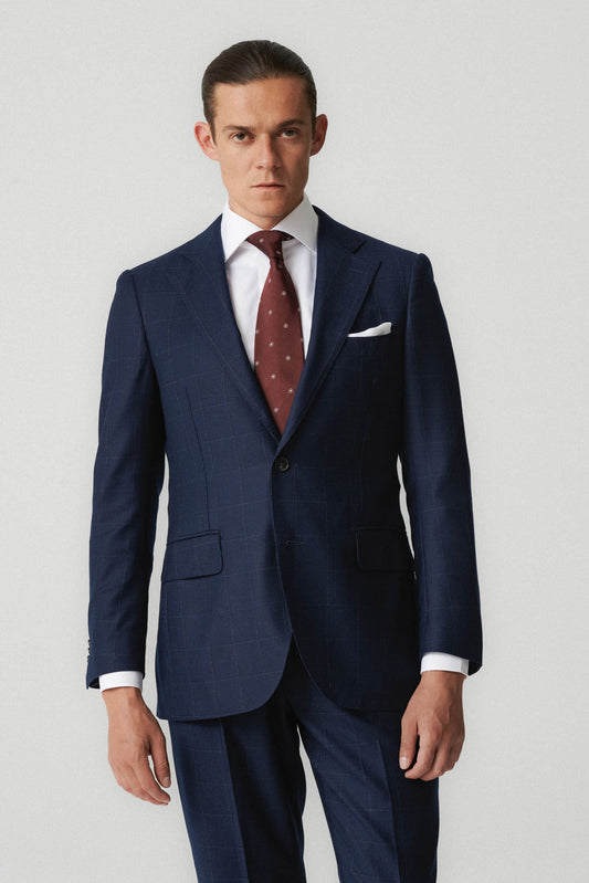 Costume à carreaux bleu marine