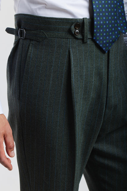 London Shrunk Gray and Green Pinstripe Suit