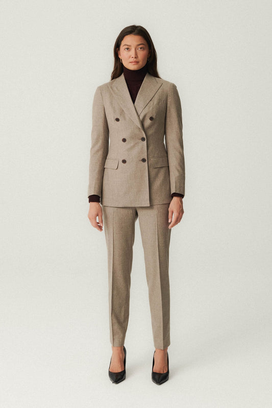 Costume en laine beige foncé