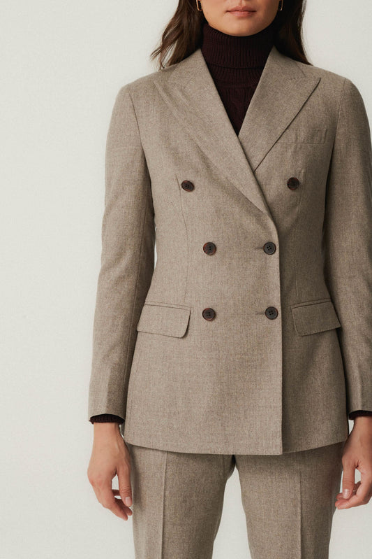 Costume en laine beige foncé