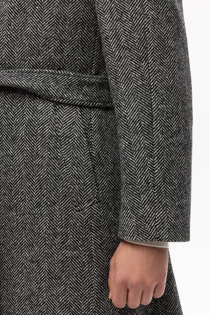 Grey herringbone raglan coat