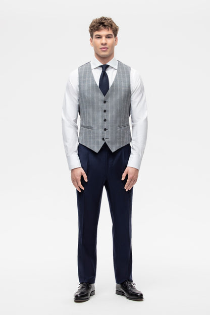 Szara kamizelka w kratę windowpane
