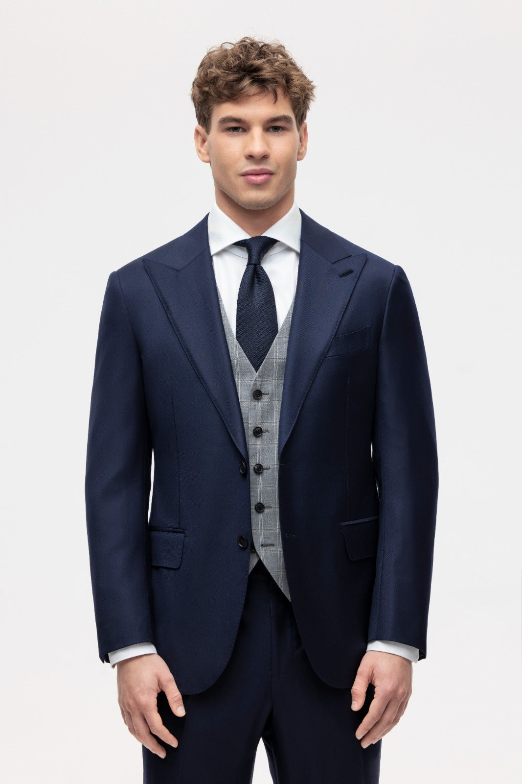 Szara kamizelka w kratę windowpane