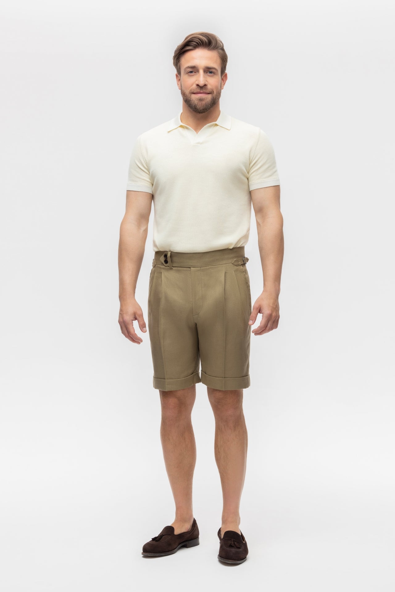 Khaki lniane szorty
