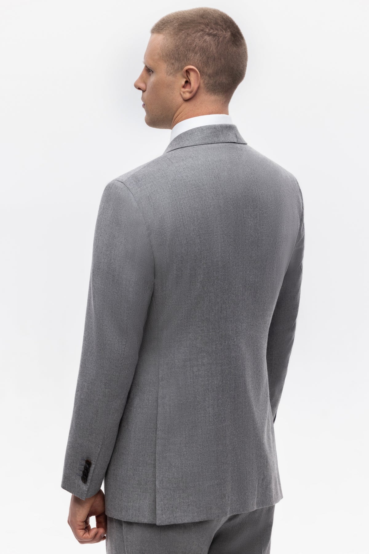 Light grey double-breasted Reda flannel jacket