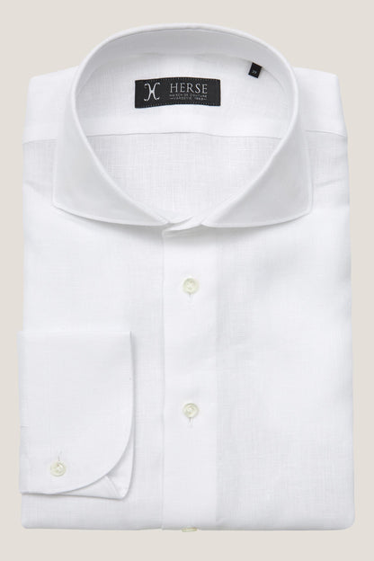 Chemise en lin blanc à col italien