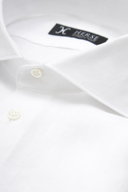 Chemise en lin blanc à col italien