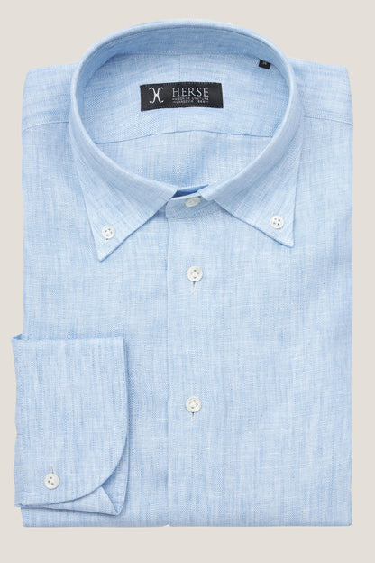 Chemise boutonnée en lin bleu clair