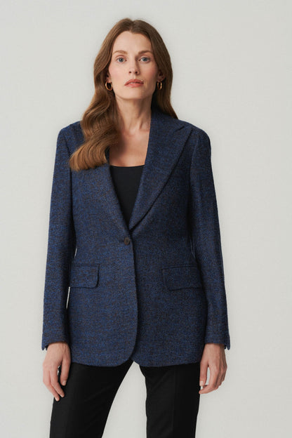 Navy blue and brown jacket made of Cerruti fabric