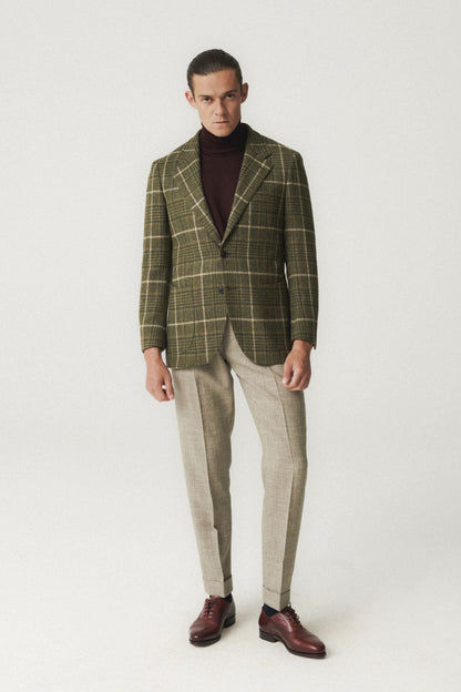 Veste en laine à carreaux verts