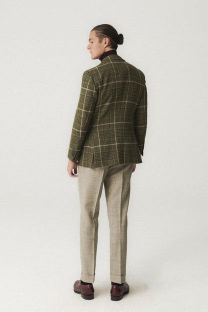 Veste en laine à carreaux verts
