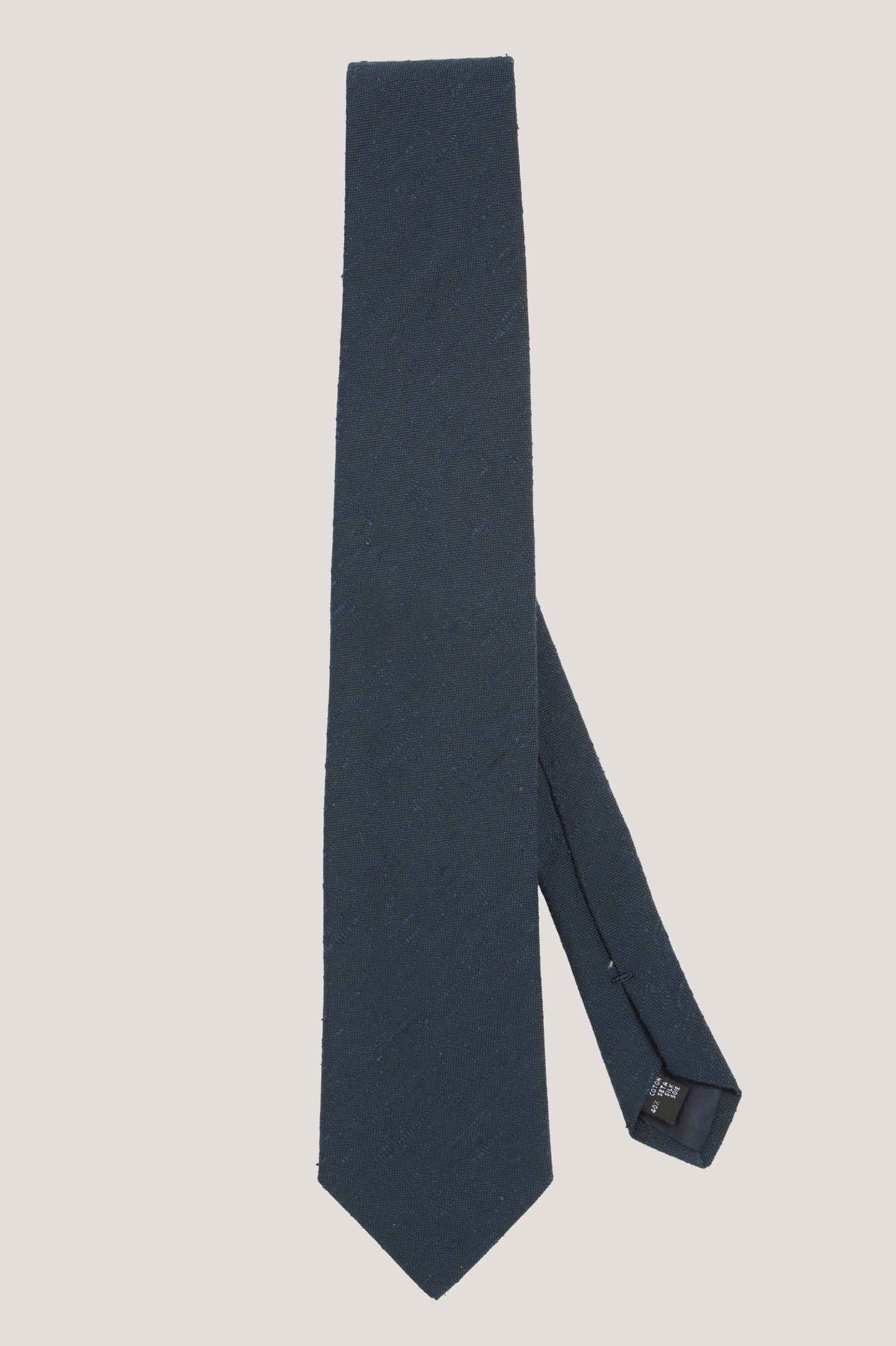 Navy cotton-silk shantung tie