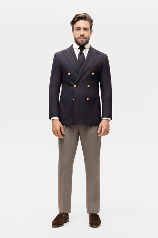 Navy blue double-breasted iTravel blazer