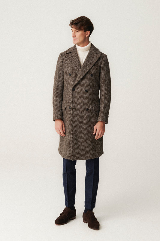 Undyed Herringbone Ulster Wool Coat