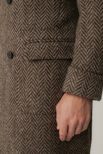 Manteau en laine d'Ulster à chevrons non teint