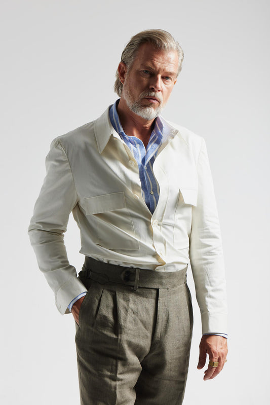 Biały overshirt z bawełny