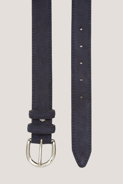 Navy blue suede leather belt