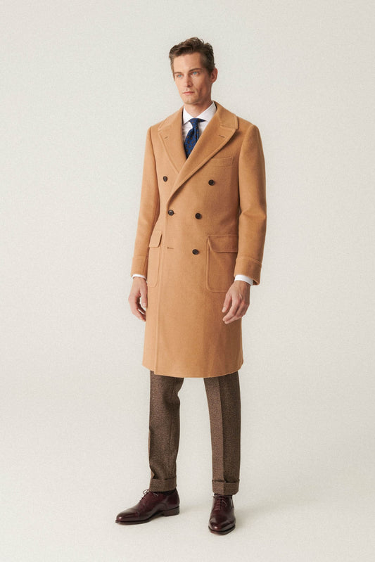 Camel wool polo coat