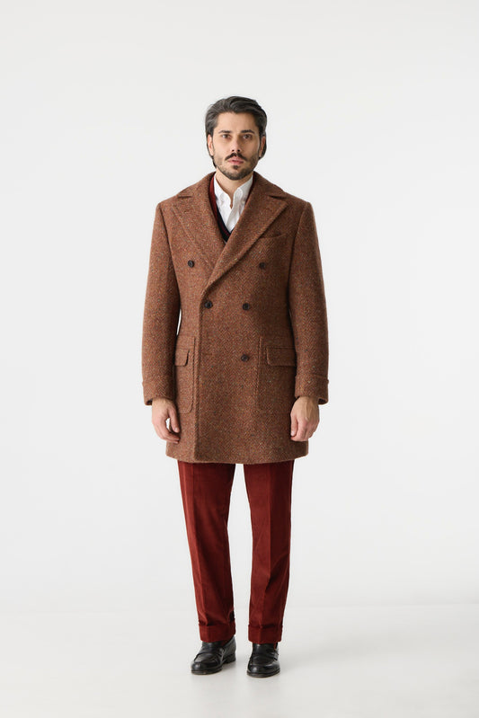 Manteau en tweed Donegal rouille d'Ulster