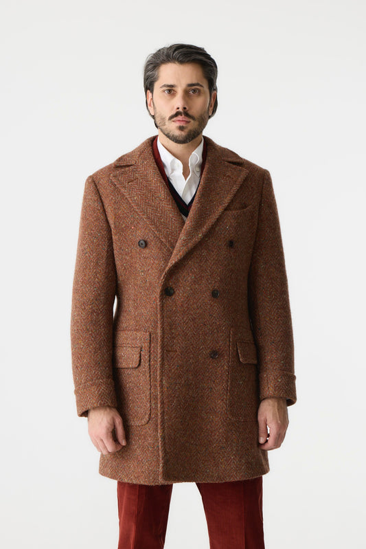 Manteau en tweed Donegal rouille d'Ulster