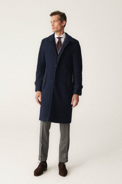 Manteau en laine bleu marine « Teddy Bear »