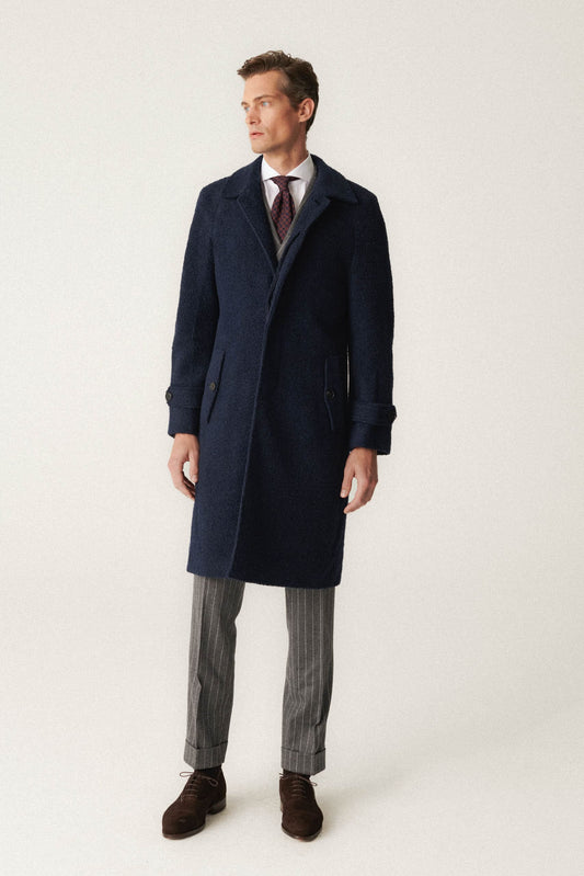 Navy blue wool coat 'Teddy Bear'
