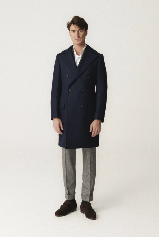 Navy Blue Ulster Wool Coat
