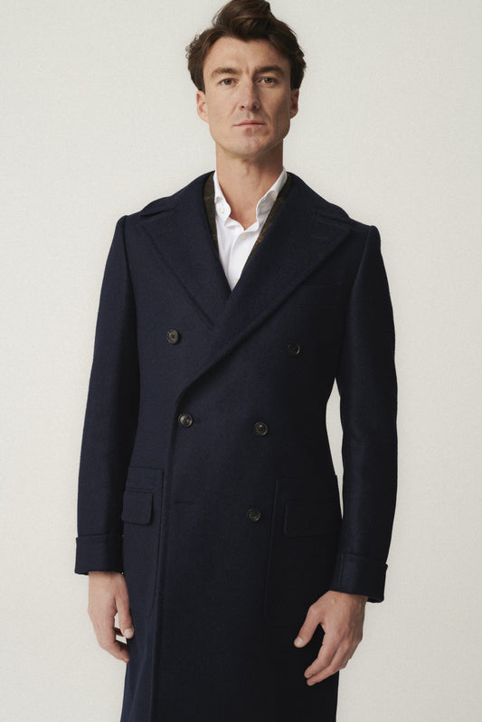 Navy Blue Ulster Wool Coat