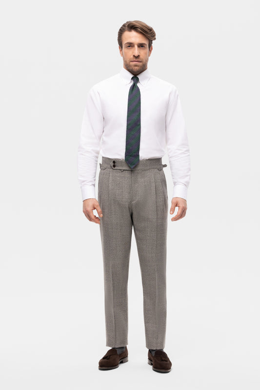 Szare spodnie wełniane z dwiema zakładkami