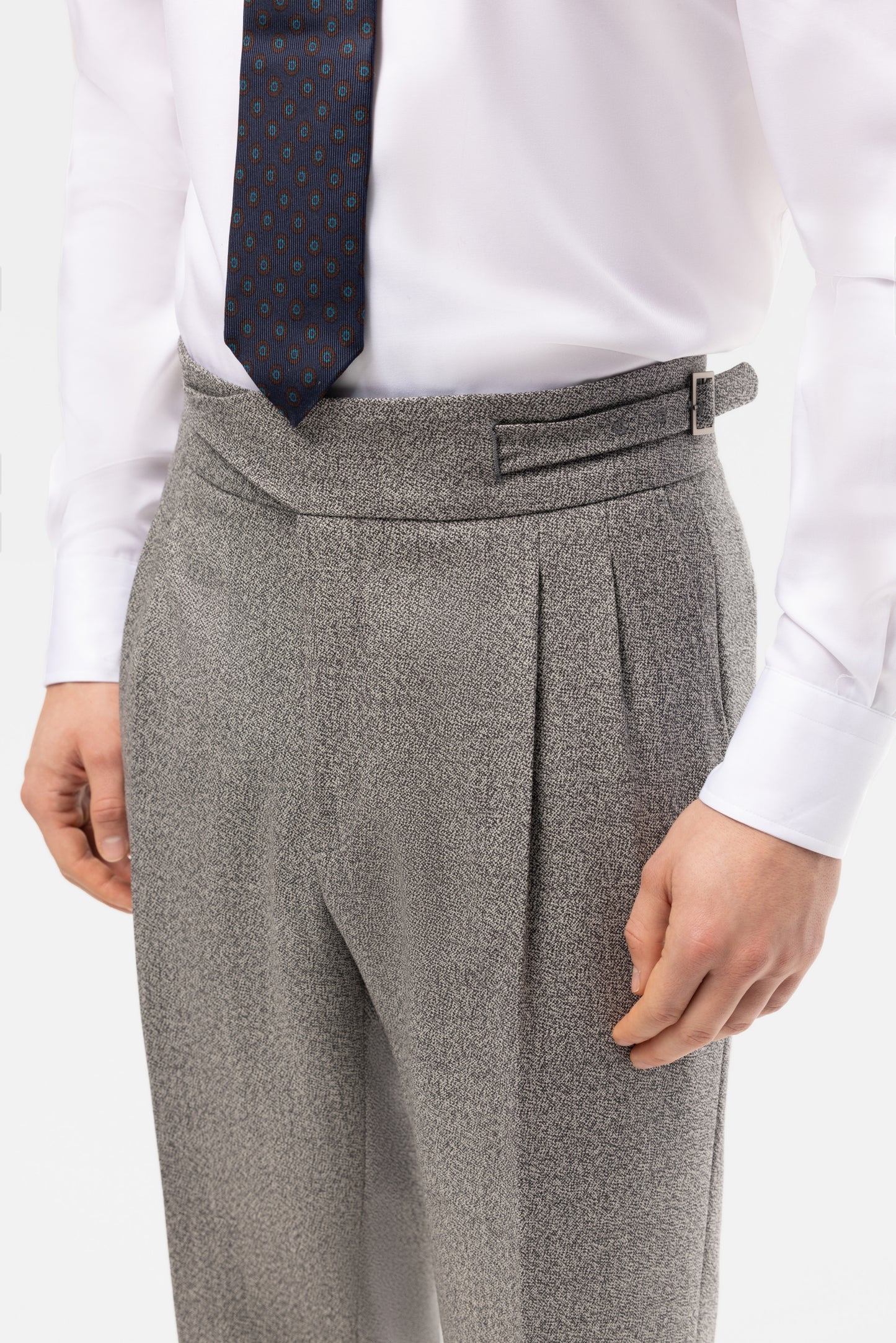 Navy blue houndstooth 4-ply trousers