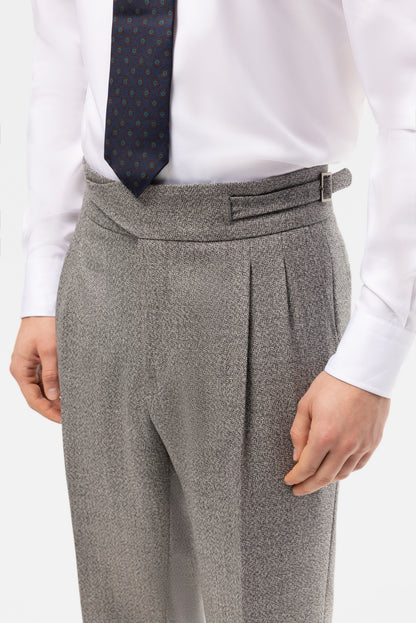 Navy blue houndstooth 4-ply trousers