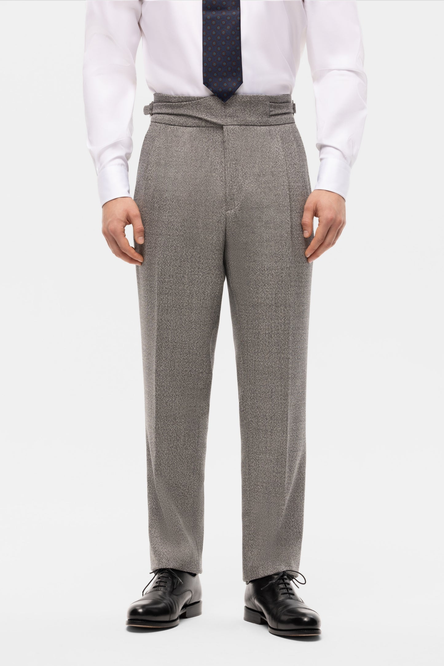 Navy blue houndstooth 4-ply trousers