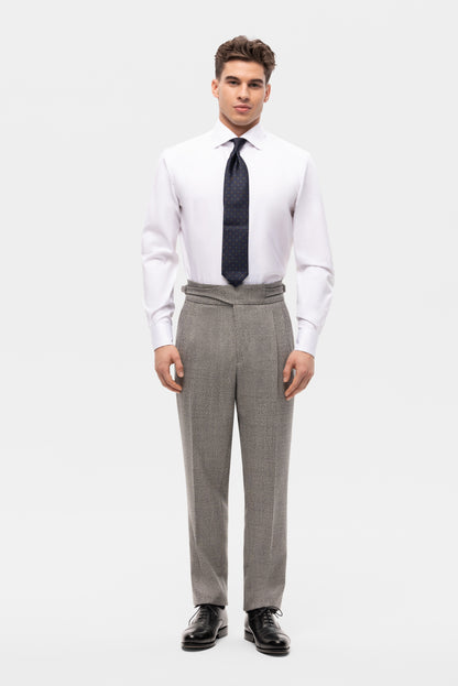Navy blue houndstooth 4-ply trousers