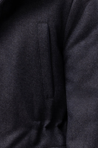 Navy blue padded flannel jacket