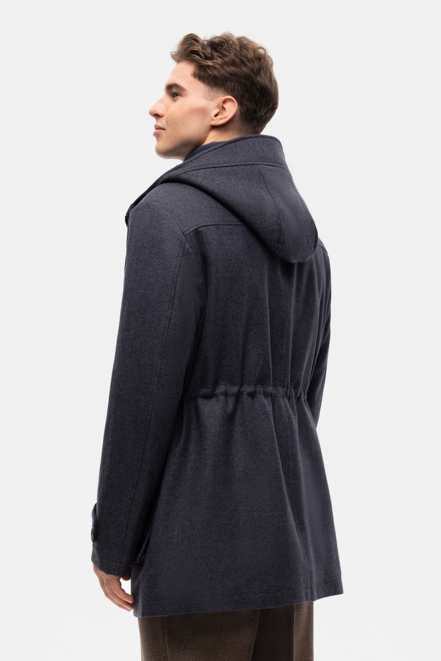 Navy blue padded flannel jacket