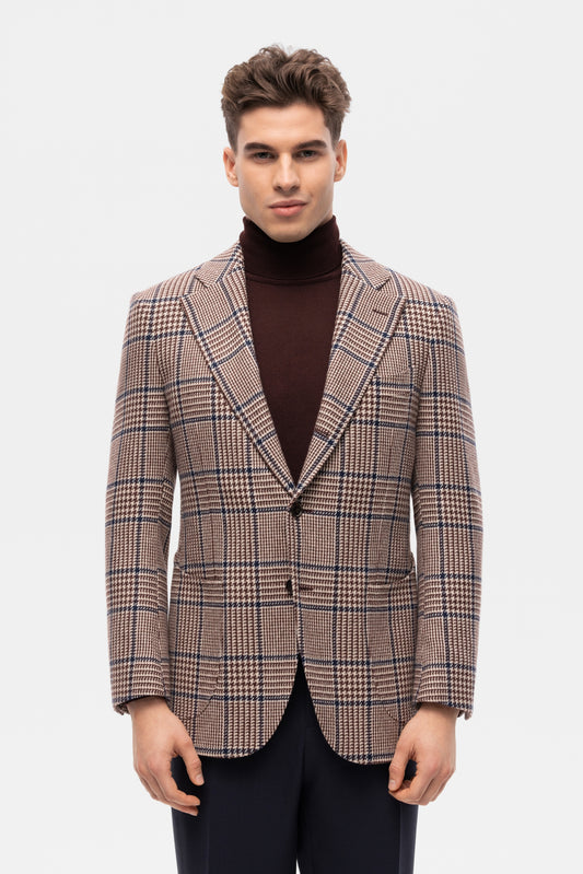 Burgundy-blue PoW checkered jacket