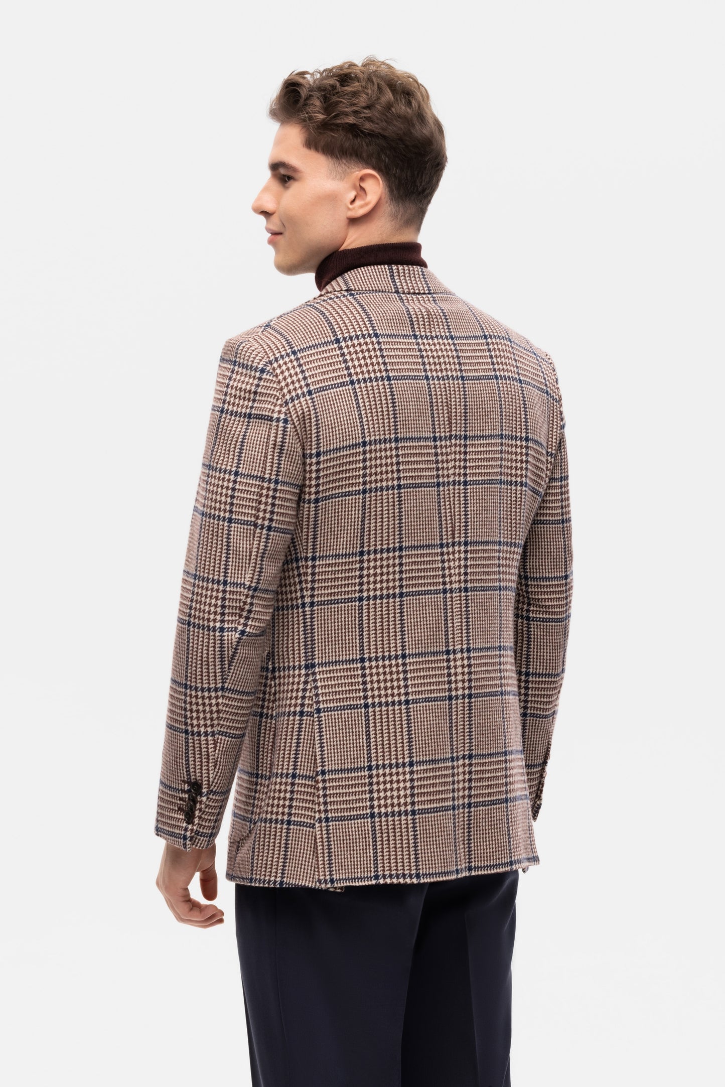 Bordowo-niebieska marynarka w kratę PoW