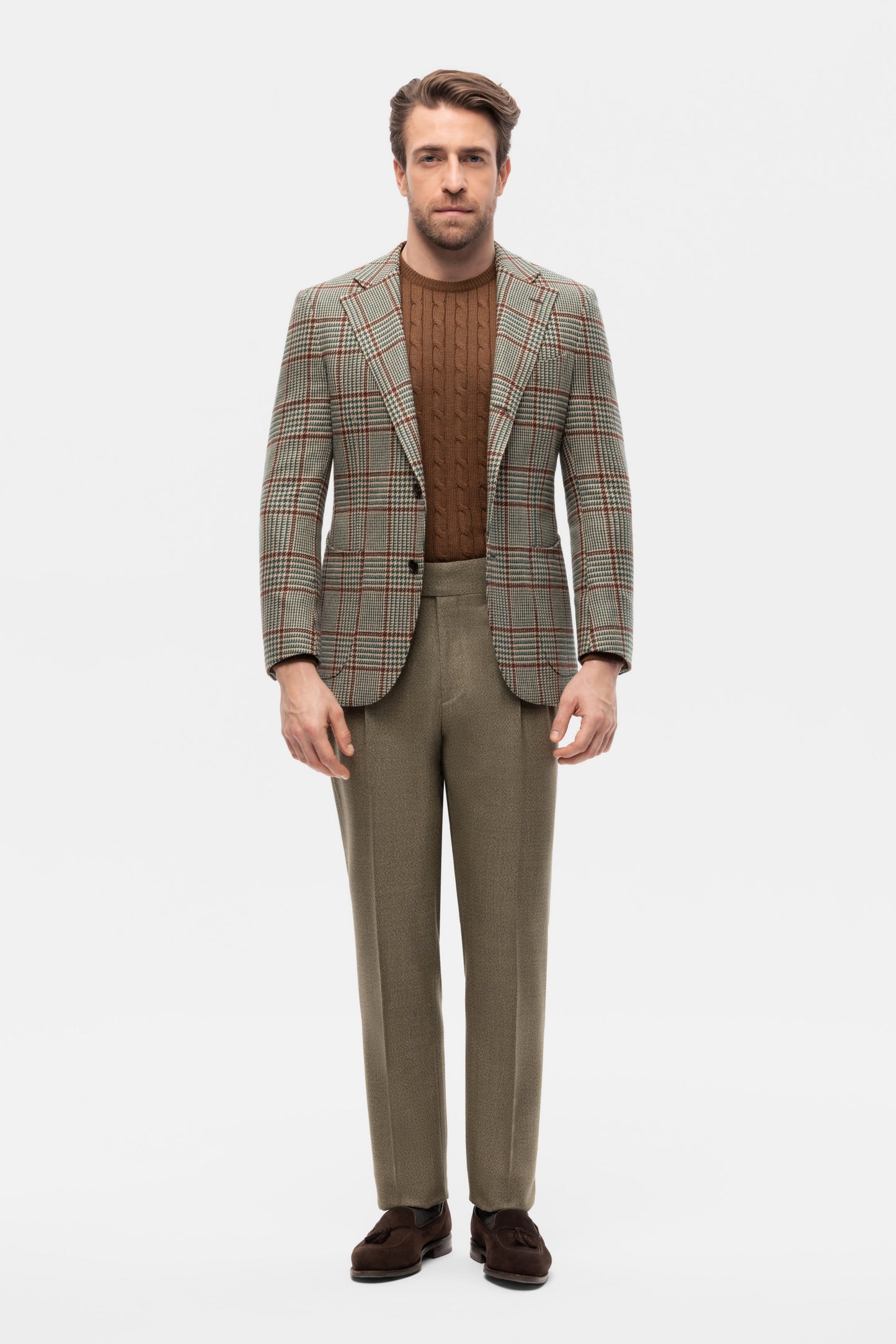 Veste à carreaux beige