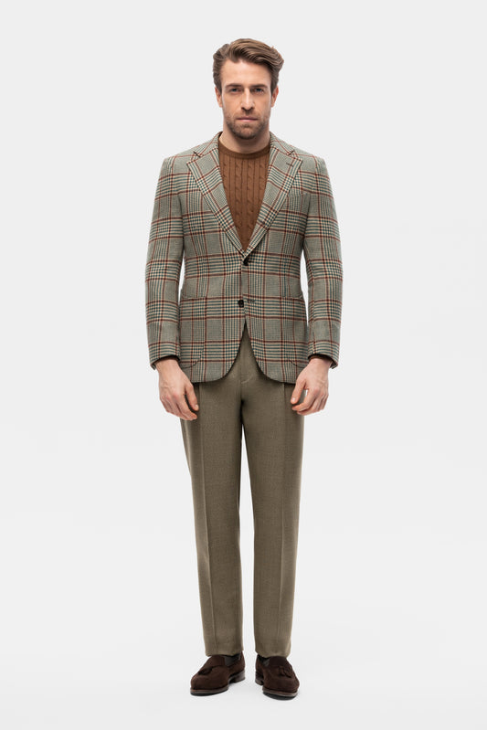 Green-brown PoW checkered jacket