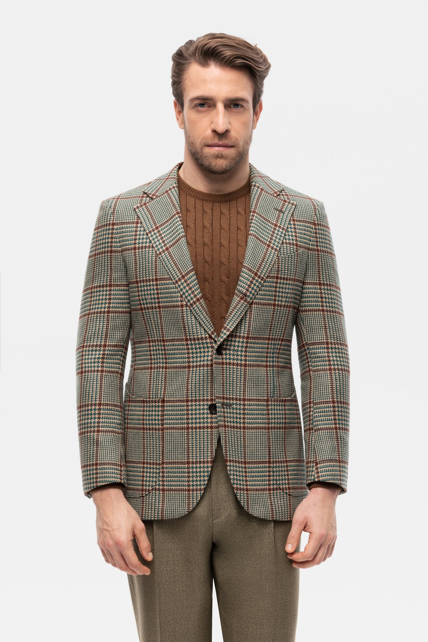 Veste à carreaux beige